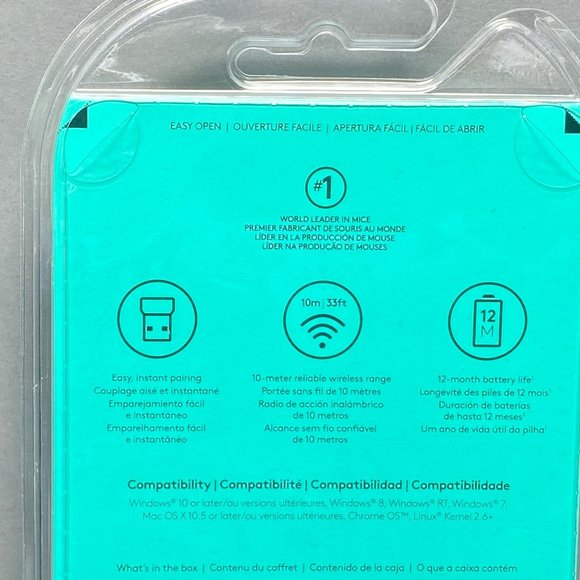 Logitech M185 Wireless Computer Mouse, Blue/Black Compatible With Windows /Mac - Picture 6 of 6